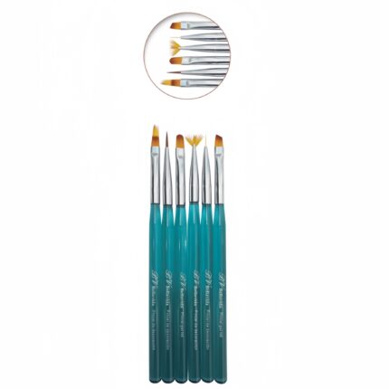 6 Pcs Gel Brush Turquoise/ Brown